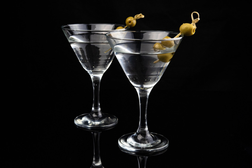 Martini glass in cocktail lounge